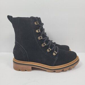 Sorel Lennox Waterproof Lace-Up Women's Black Suede Boots US Size 6 NWT